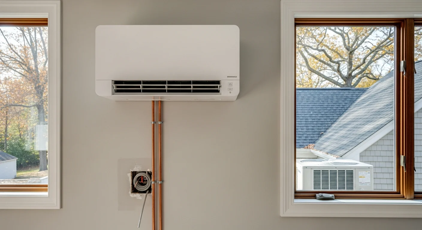Mini split indoor unit installed on residential wall