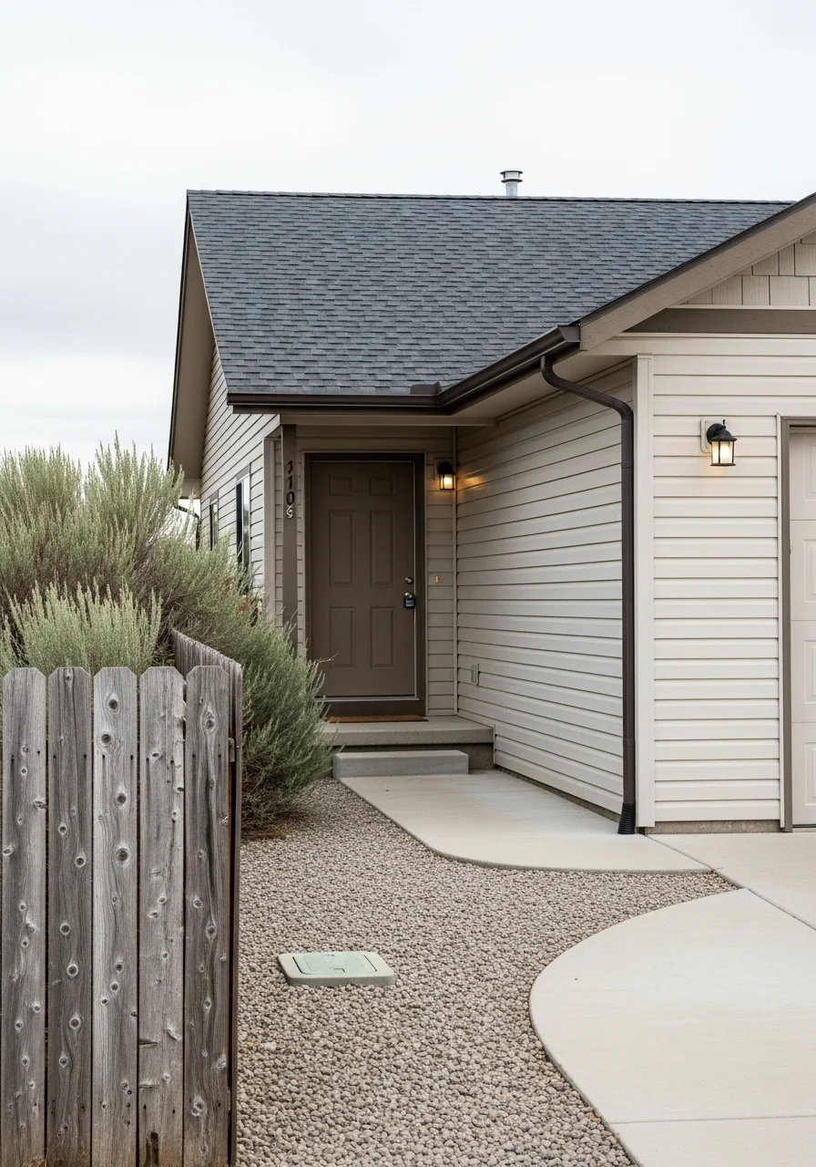 Close-up of a well-built Alturas home exterior with mountain backdrop.