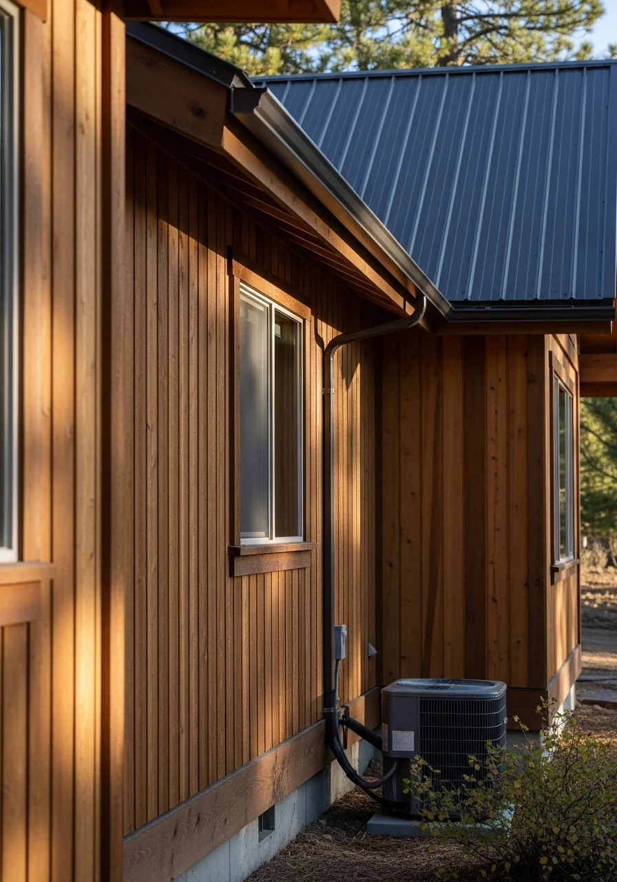 Close-up of Portola home exterior showing quality workmanship and local architectural style.