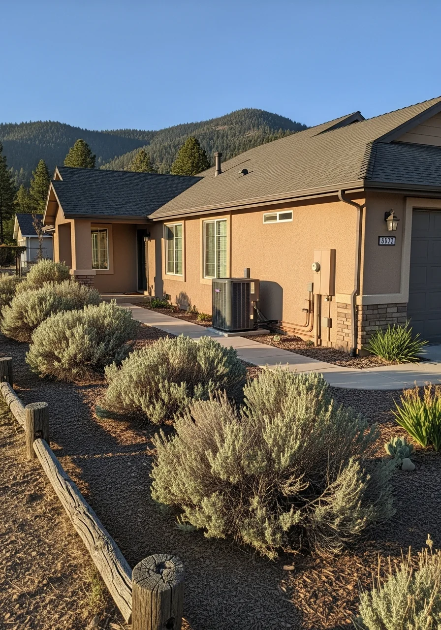 Detail of a well-maintained Susanville home exterior with clear mountain views.